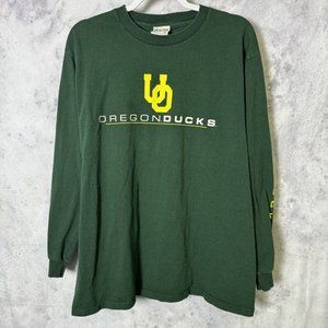 Vintage University of Oregon T Shirt Mens XL Green Long Sleeve Ducks